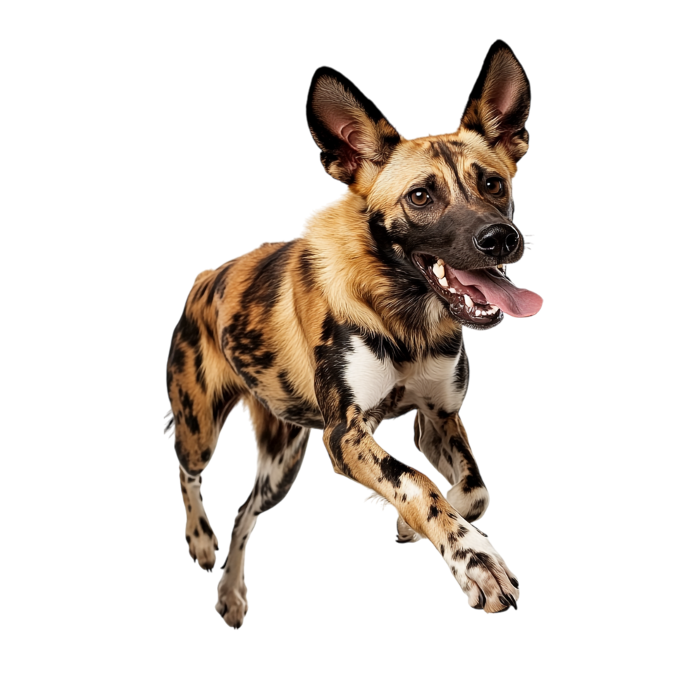 Dynamic African Wild Dog on transparent background png