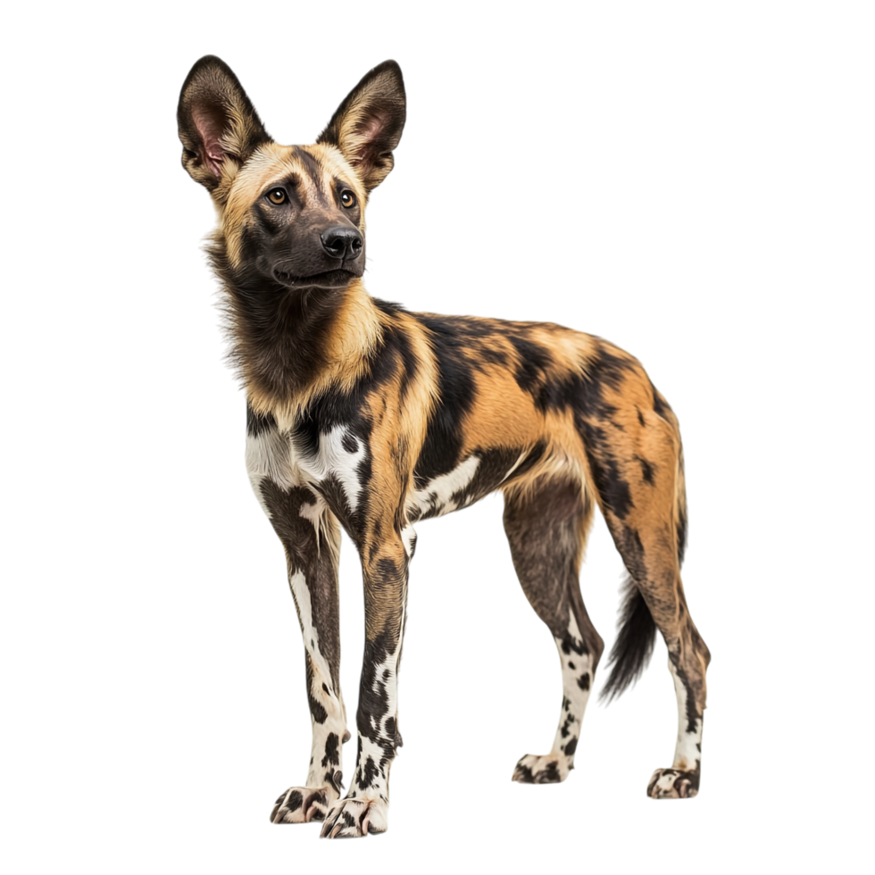 Dynamic African Wild Dog on transparent background png