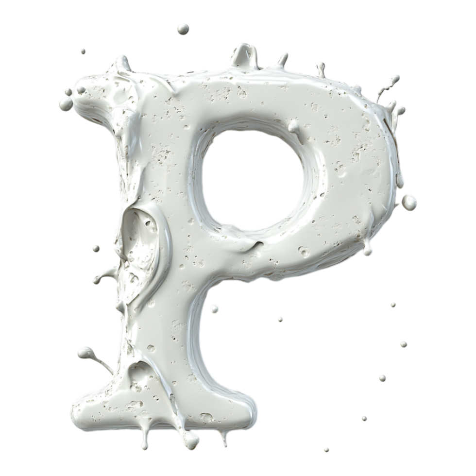 PNG Alphabet 'P' in Abstract Style Isolated Against a Transparent Background for MILKY, or Unique Typography Applications
