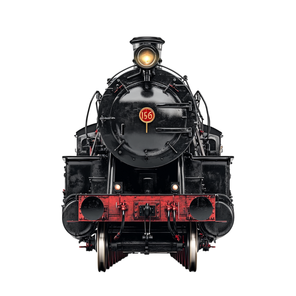 image of a steam locomotive train front view on a transparent background png