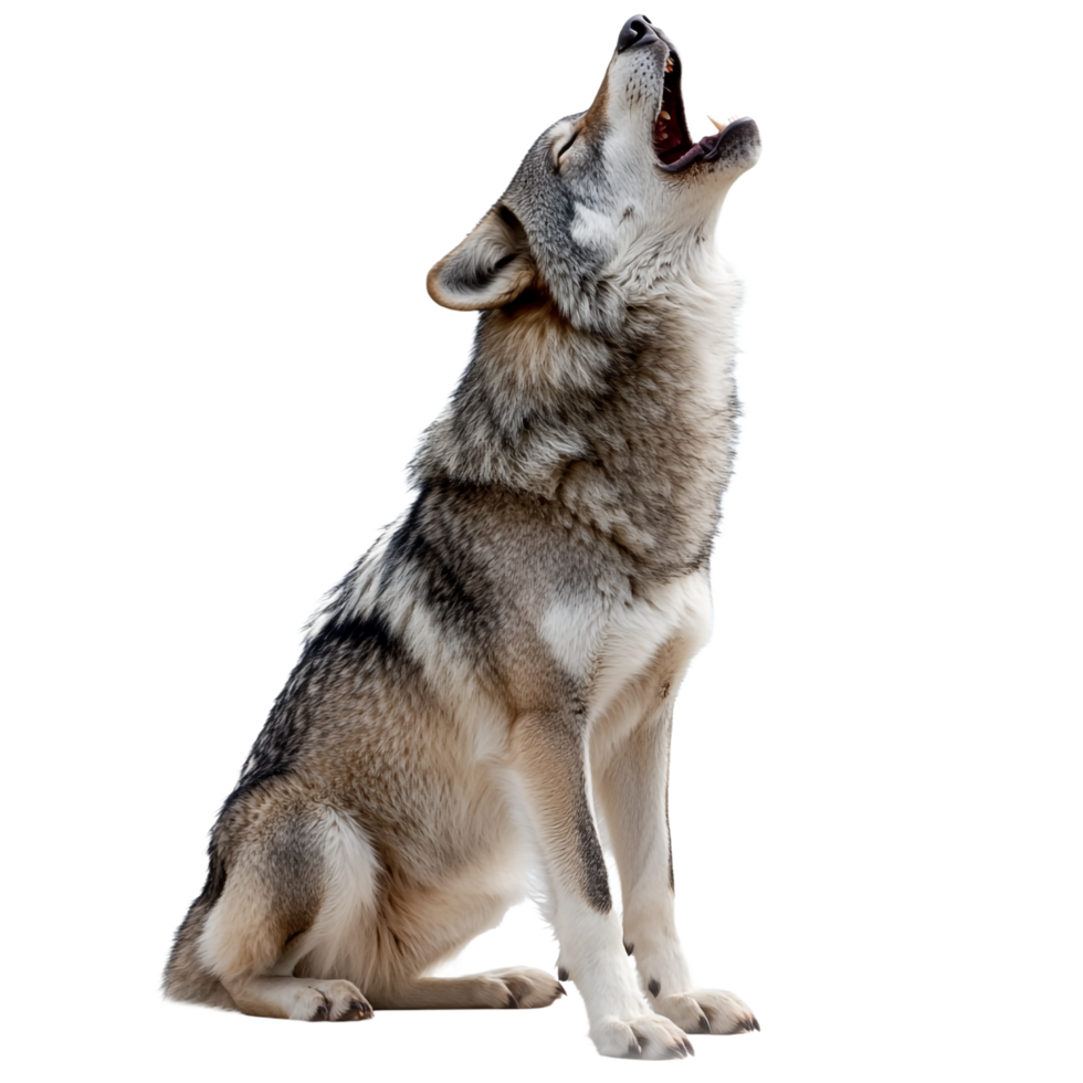 Wolf howling against a transparent background png