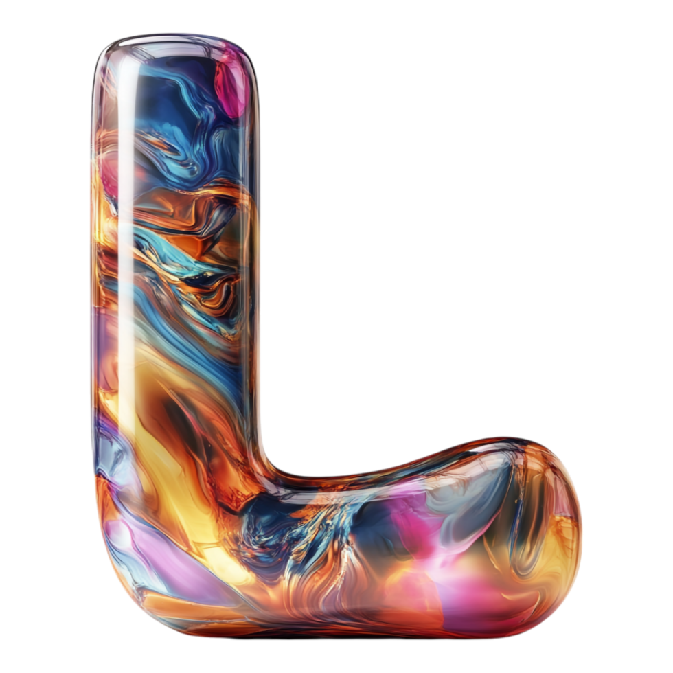 PNG Alphabet 'L' in Abstract Style Isolated Against a Transparent Background for Modern Design Projects, Creative Branding, or Unique Typography Applications