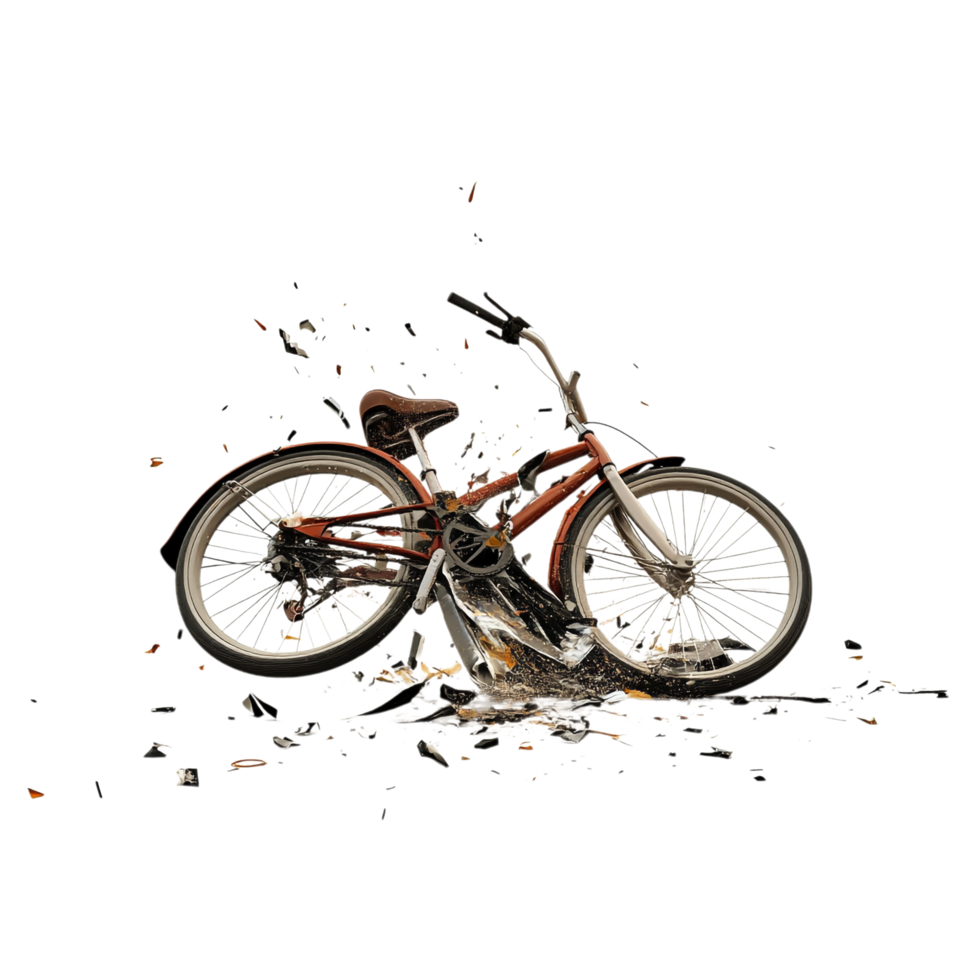 Car accident involving a bike isolated on transparent background png