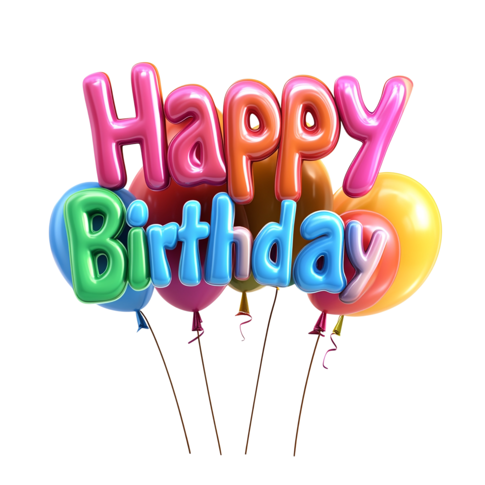 Happy Birthday icon in 3D rendering against a transparent background png