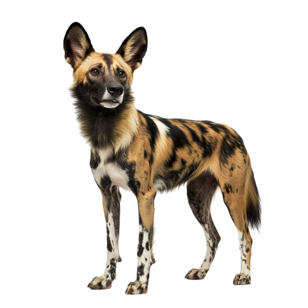 Dynamic African Wild Dog on transparent background png