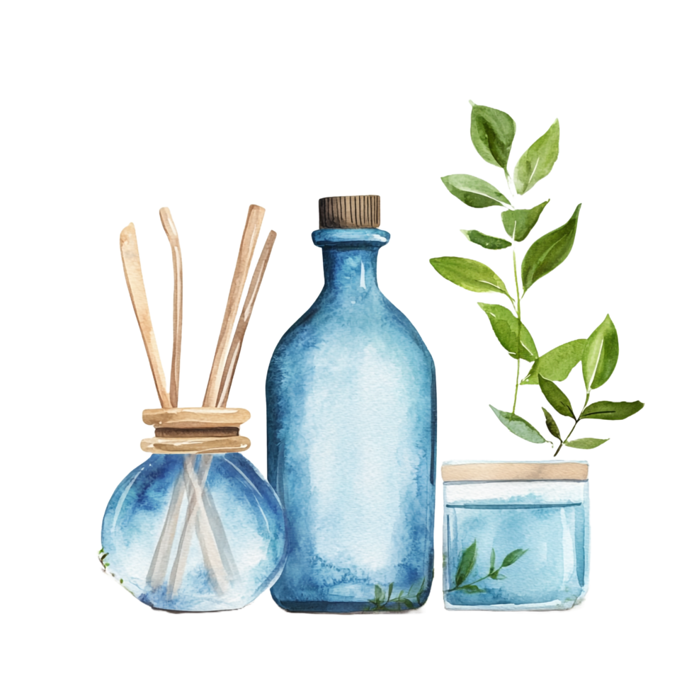 watercolor illustration of zero waste, eco-friendly product concept, emphasizing sustainability and environmental consciousness png