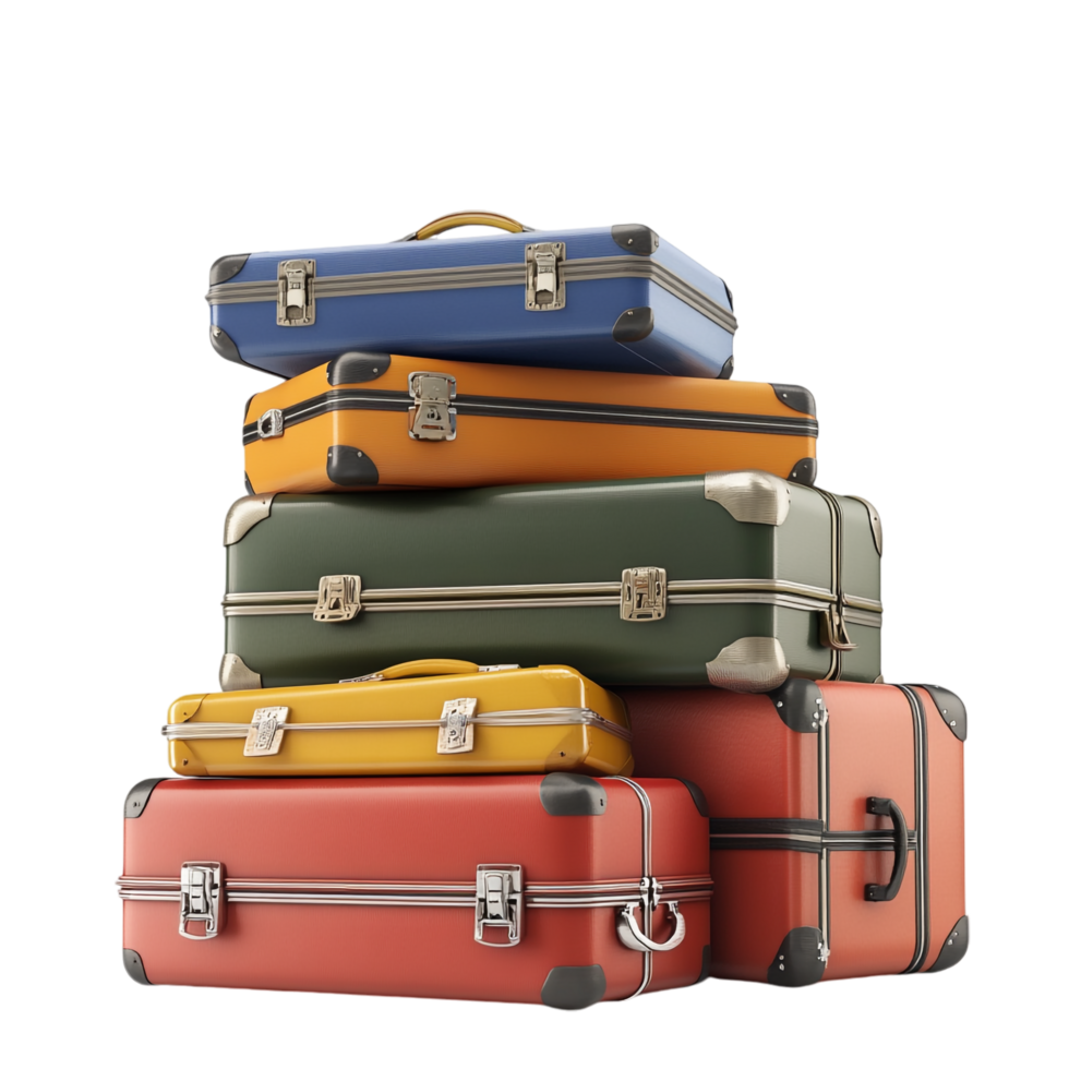 image of a pile of suitcases on a transparent background png