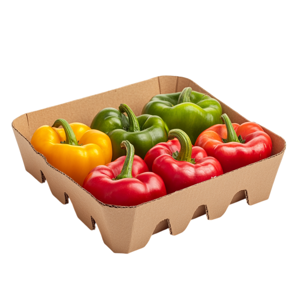 Amazing Sweet Peppers in a Cardboard Tray Isolated on transparent background png