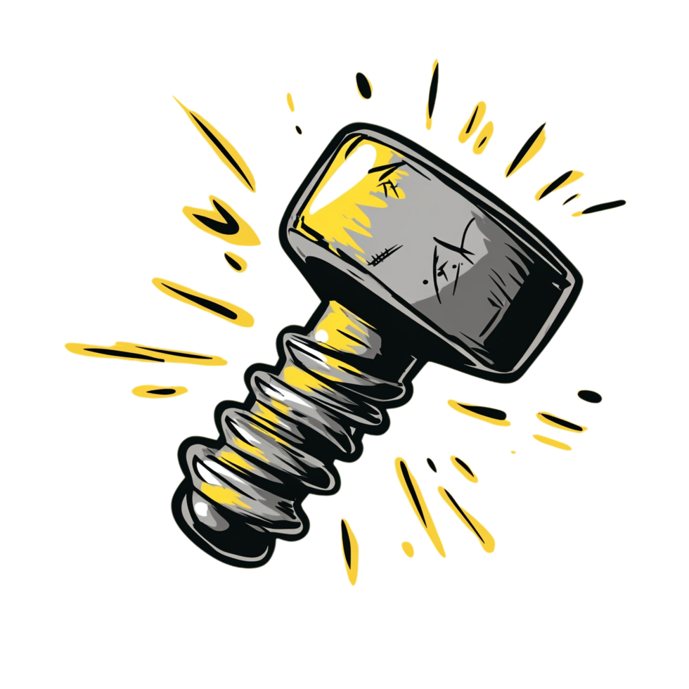 Hand drawn cartoon illustration of a bolt png
