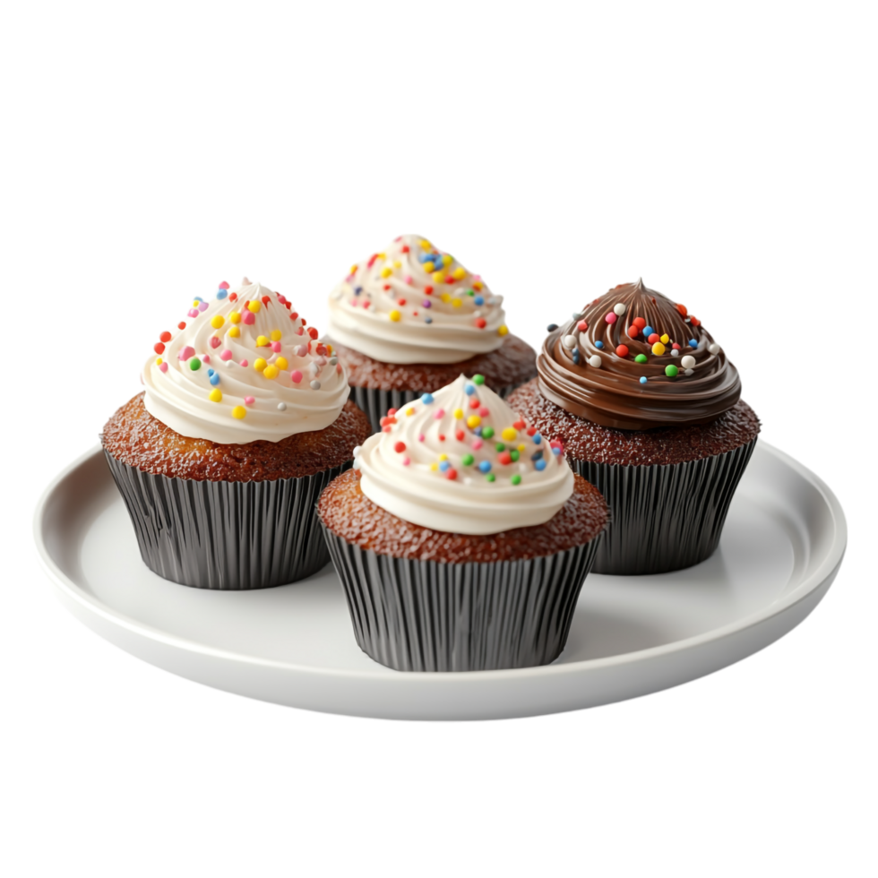 muffin tins with cupcakes on a plate on a transparent background png