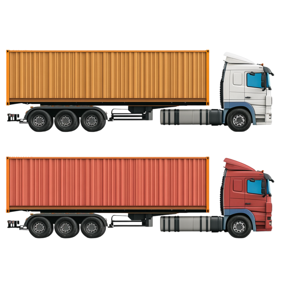 image of isolated semi trailer trucks with cargo containers png