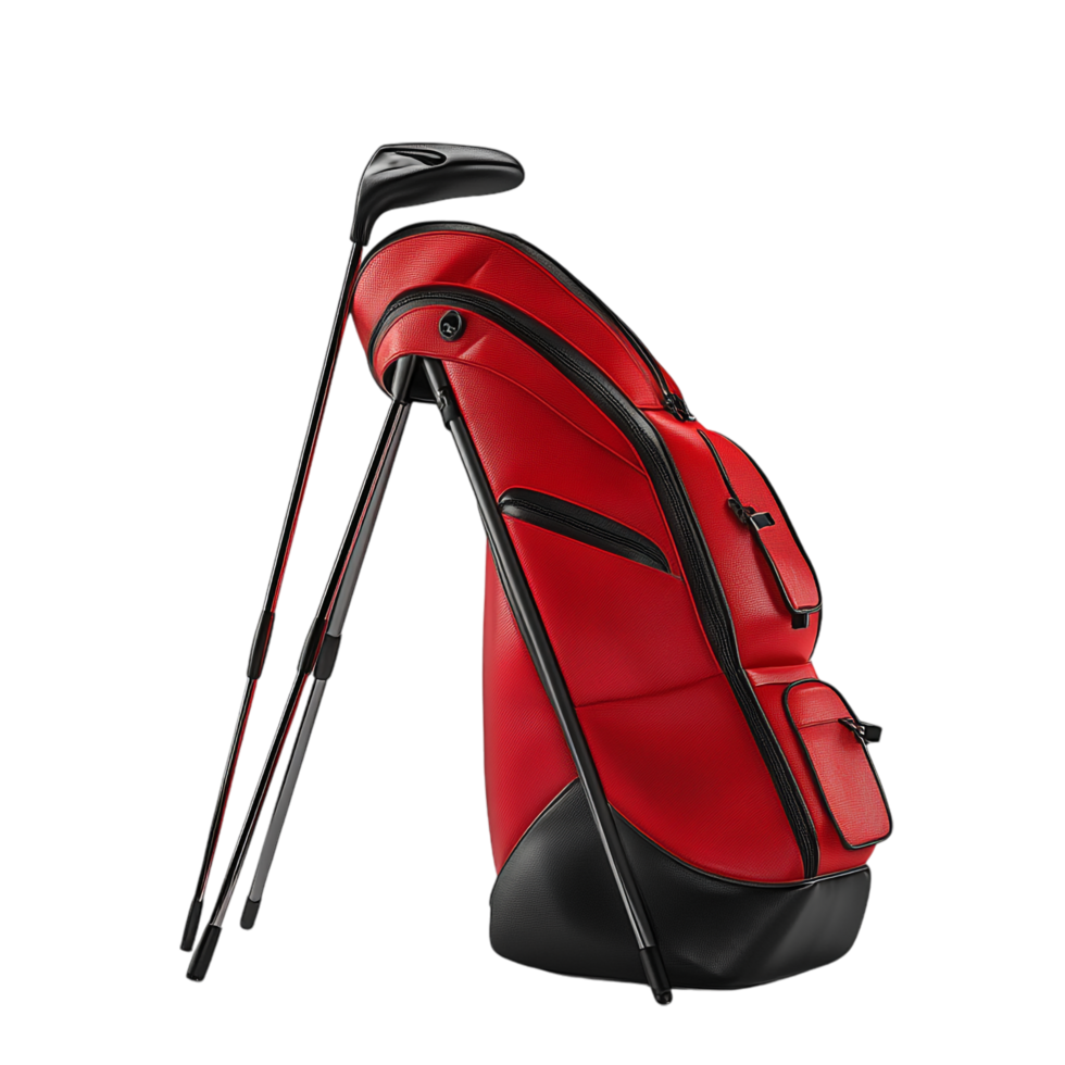 red golf carry stand bag on a transparent background png