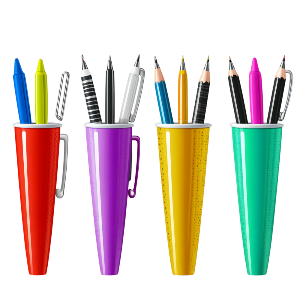 Different Types of Colorful Attractive Pen Holders png