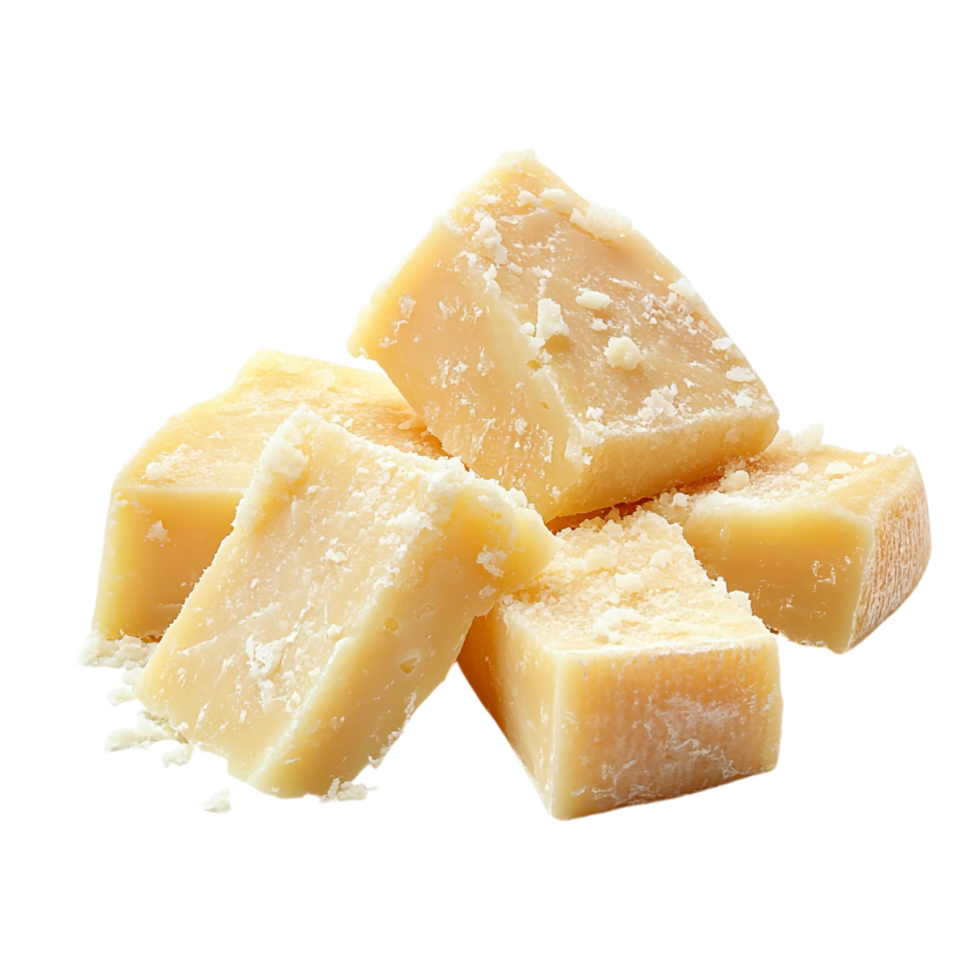 Chunks of Parmesan cheese isolated on transparent background png