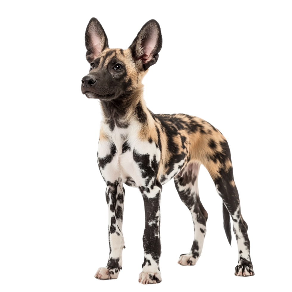 Dynamic African Wild Dog on transparent background png