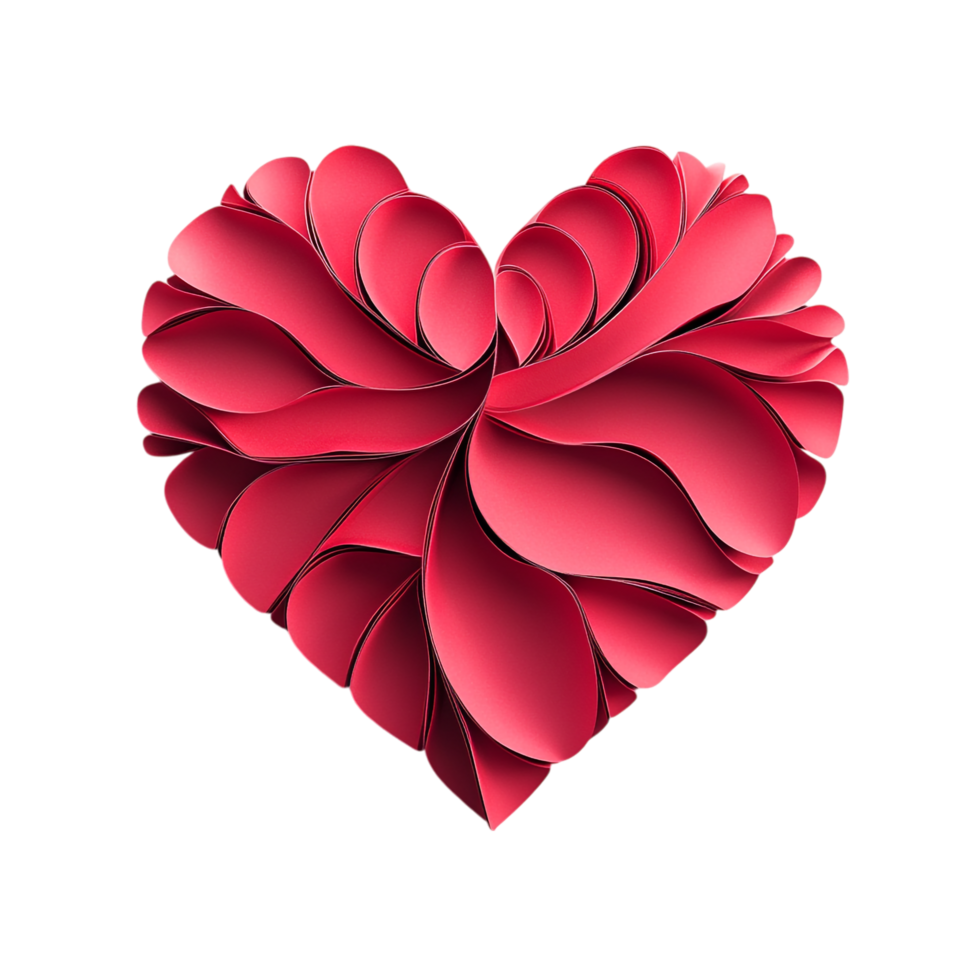 Beautiful heart shaped paper for Valentine Day isolated against a transparent background png