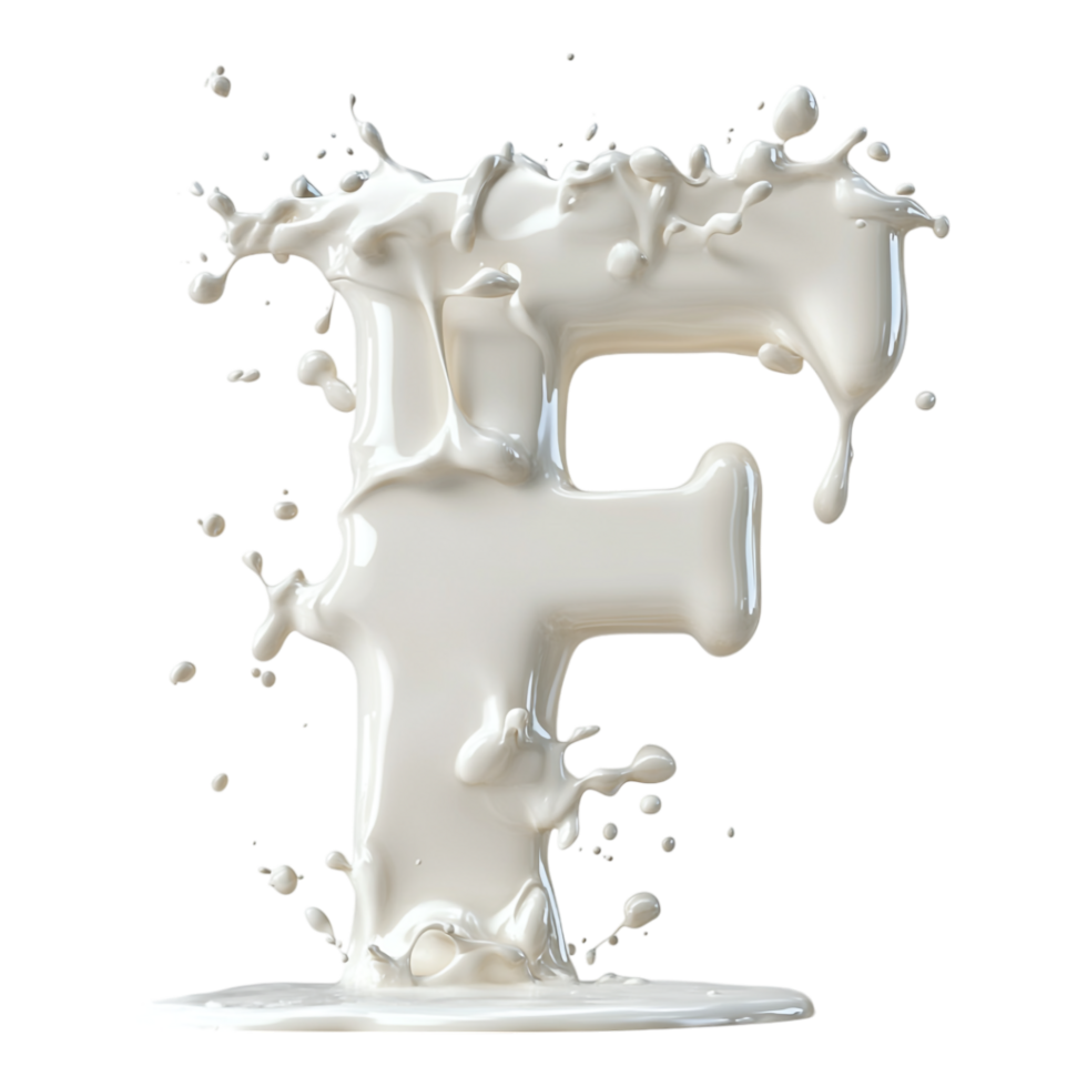 PNG Alphabet 'F' in Abstract Style Isolated Against a Transparent Background for MILKY, or Unique Typography Applications