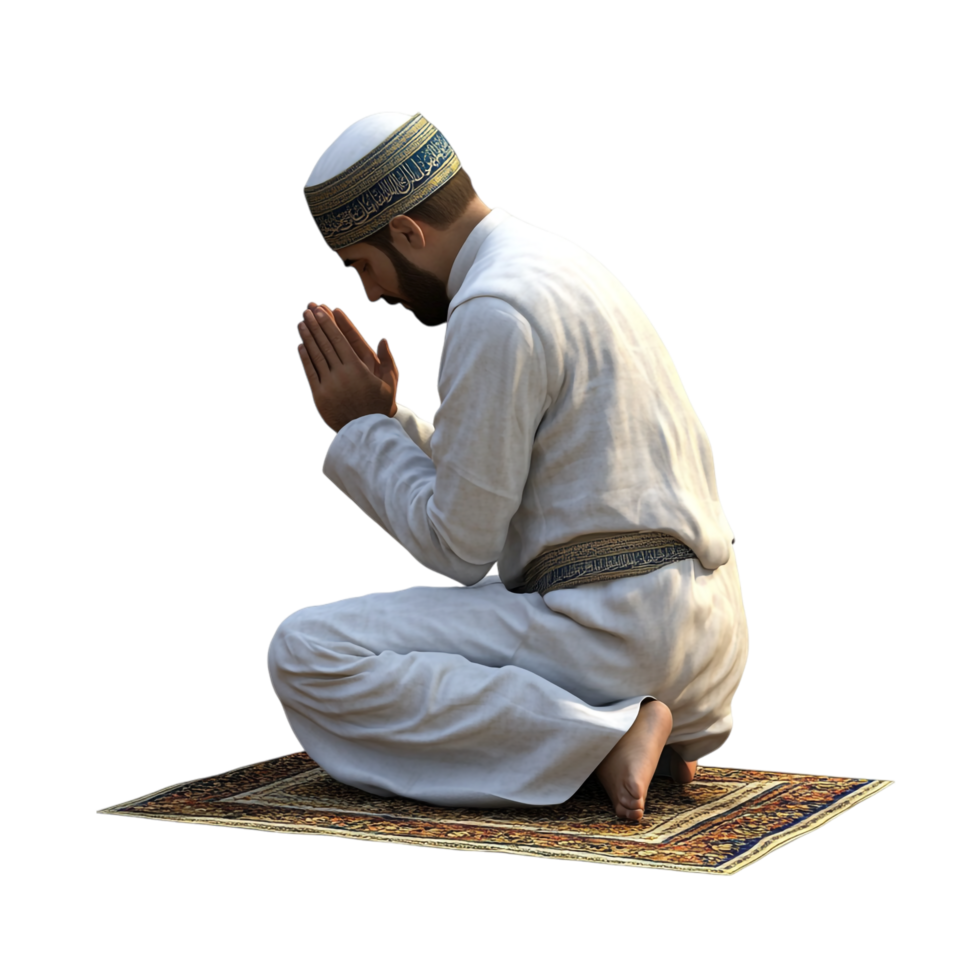 Muslim Salah prayer on a transparent background png