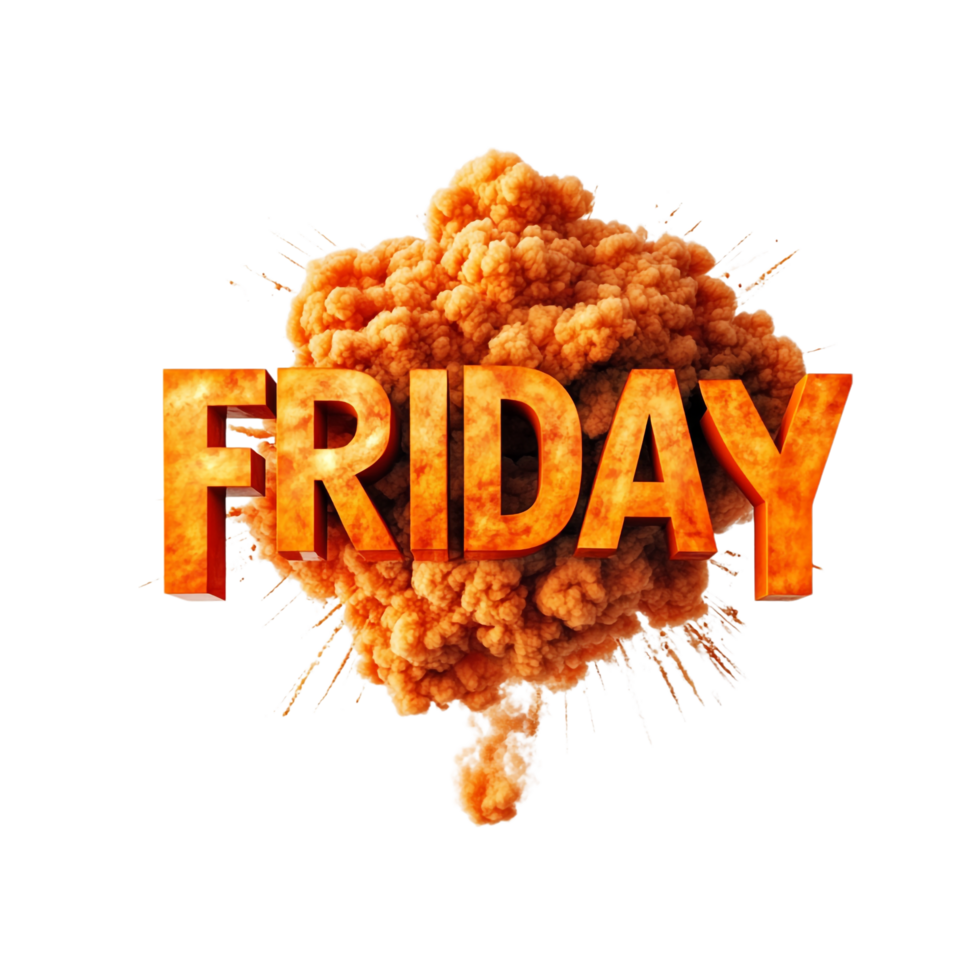 FRIDAY Word on Bomb Explosion on transparent background png
