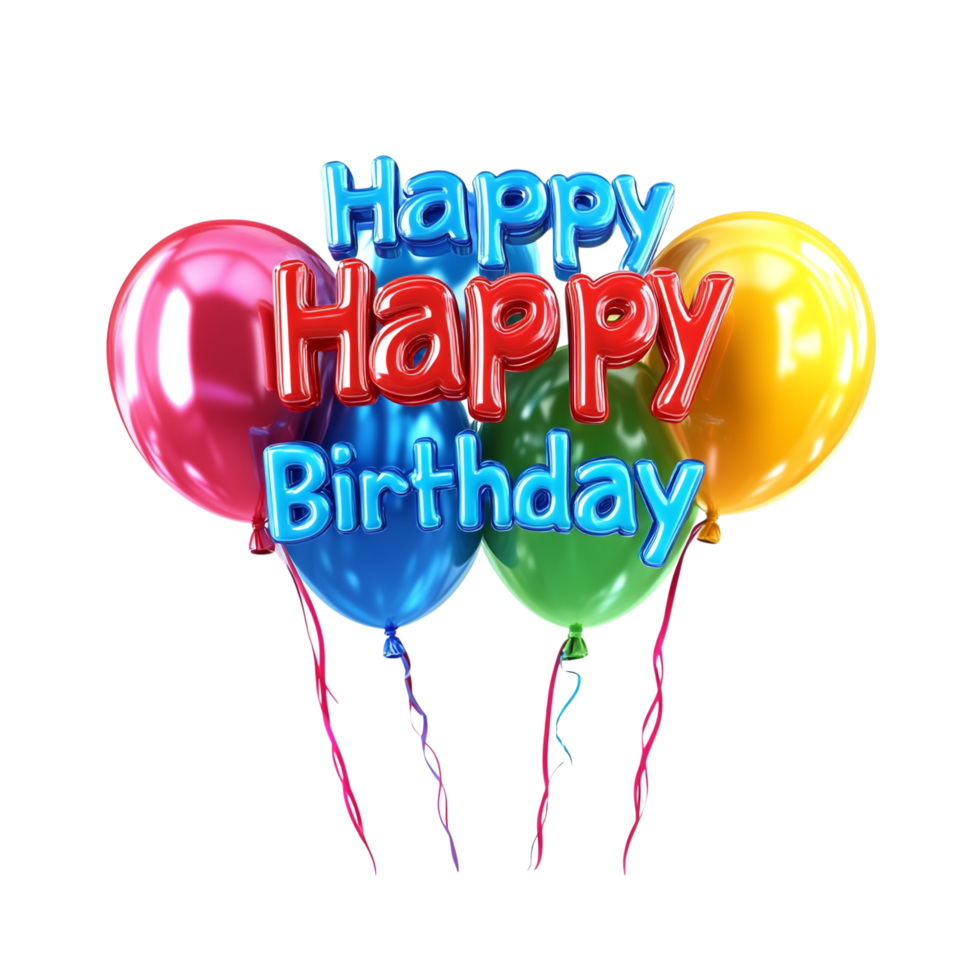 Happy Birthday icon in 3D rendering against a transparent background png