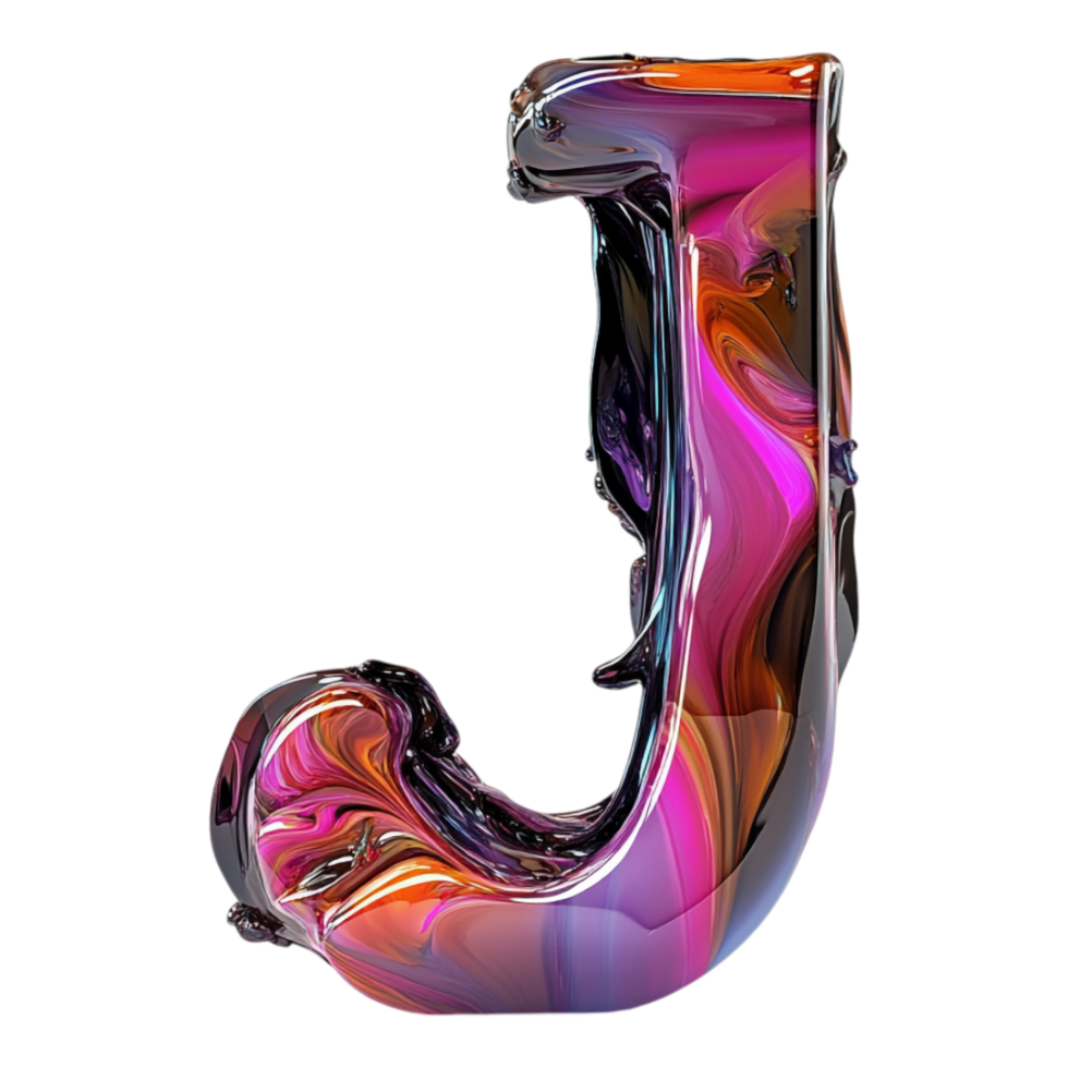 PNG Alphabet 'J' in Abstract Style Isolated Against a Transparent Background for Modern Design Projects, Creative Branding, or Unique Typography Applications