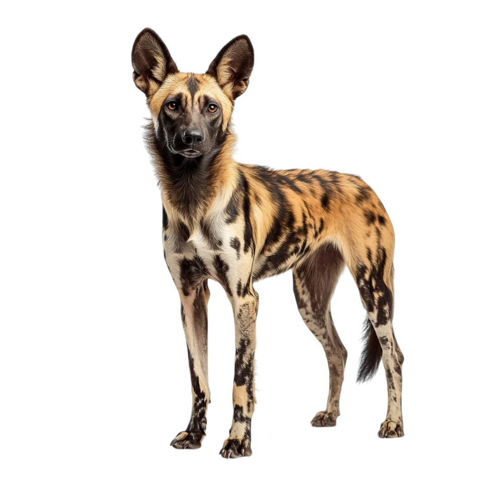 Dynamic African Wild Dog on transparent background png