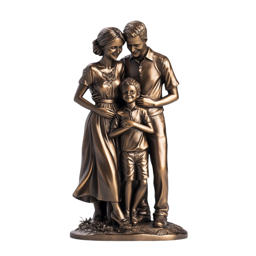 Family Statue on transparent background in 8K png