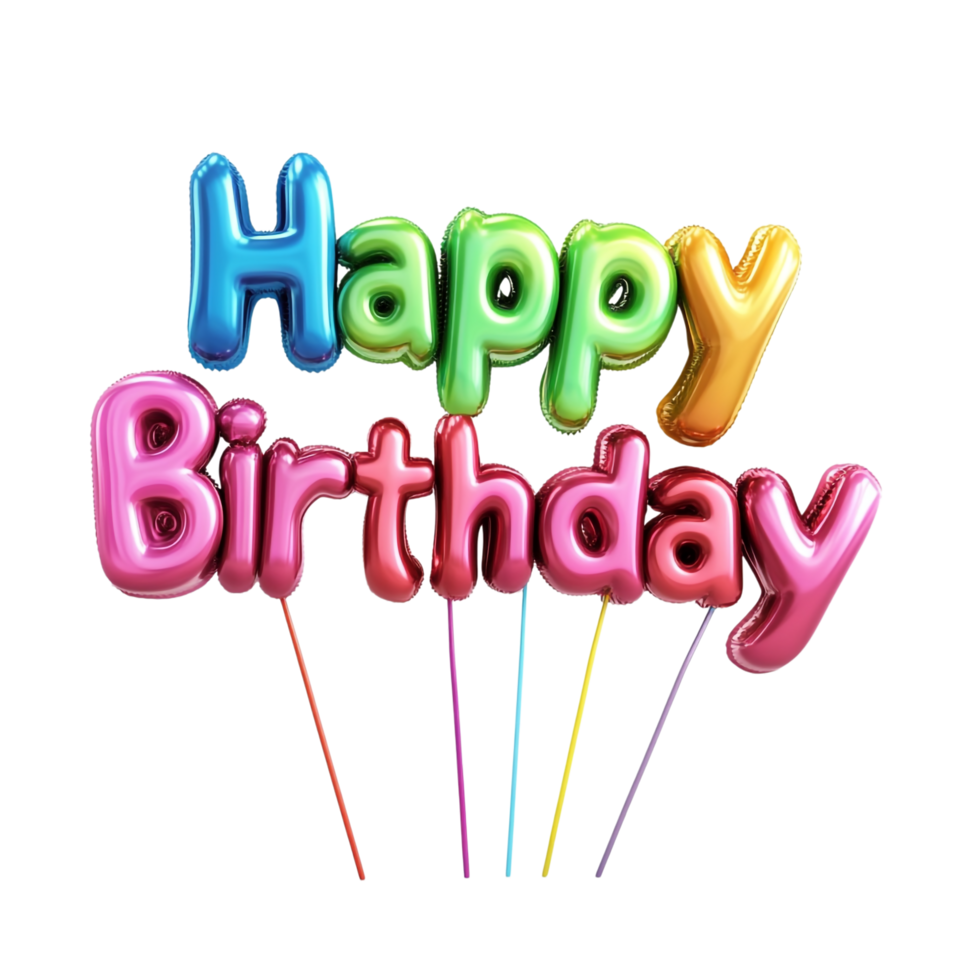 Happy Birthday icon in 3D rendering against a transparent background png
