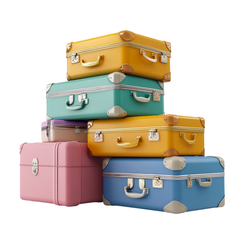 image of a pile of suitcases on a transparent background png