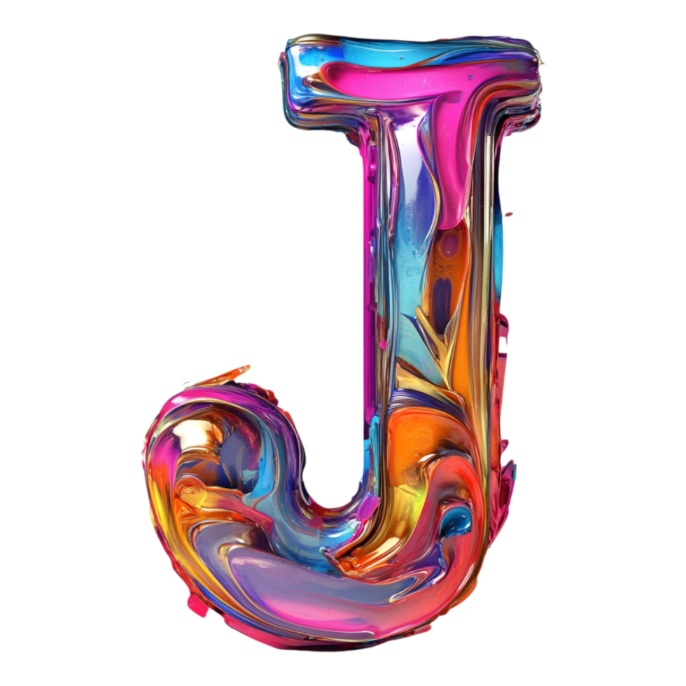 PNG Alphabet 'J' in Abstract Style Isolated Against a Transparent Background for Modern Design Projects, Creative Branding, or Unique Typography Applications