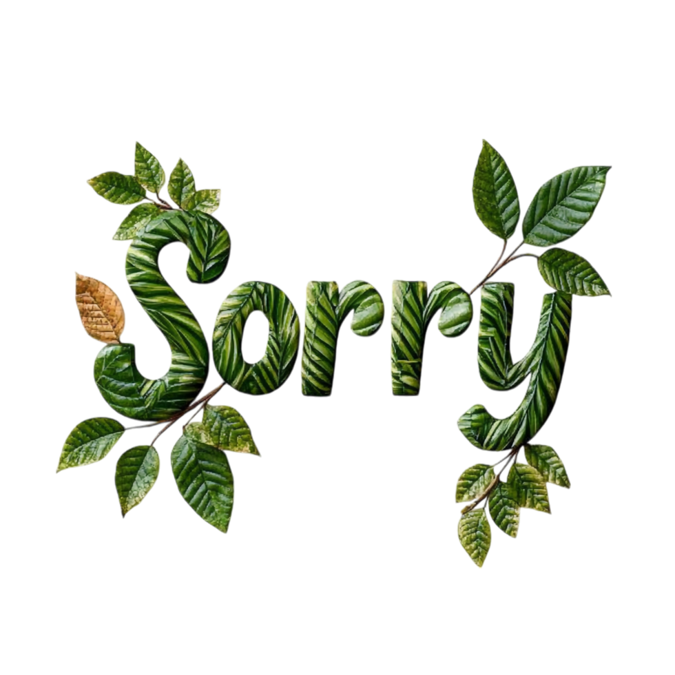 Representation of the Word Sorry on transparent background png