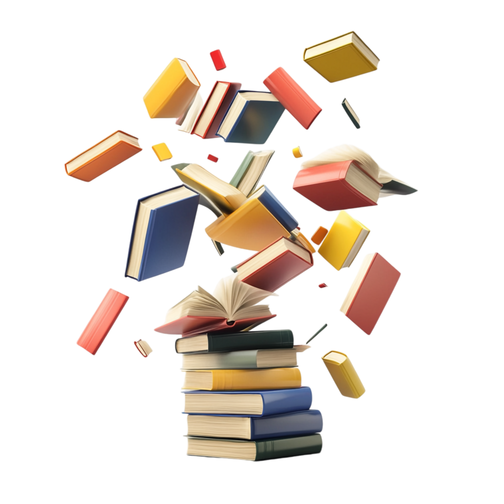 Flying Books Fantasy on transparent background png