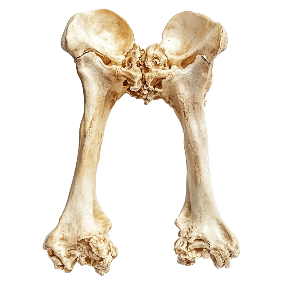 premium femur and lower leg bones in a closed display png