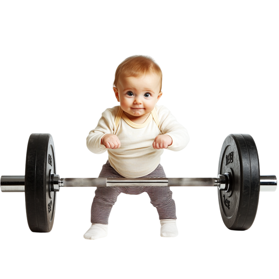 Baby Raising Barbell on transparent background png