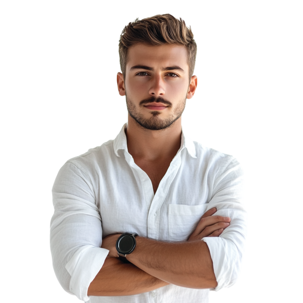 portrait of a handsome man posing on a transparent background png