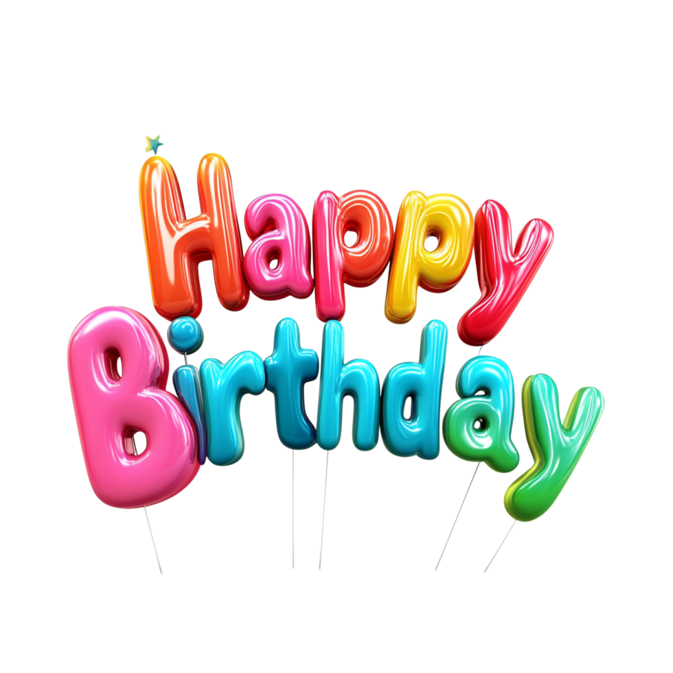 Happy Birthday icon in 3D rendering against a transparent background png