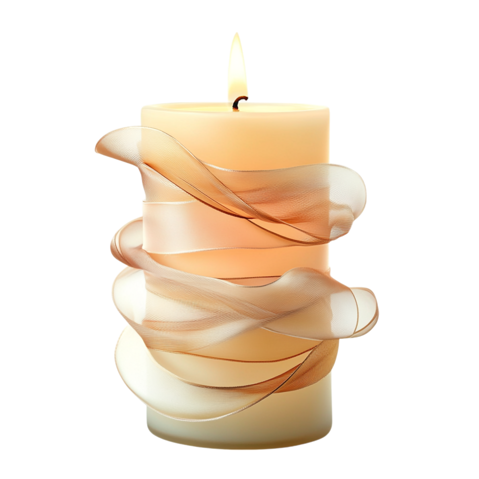 Candle with ribbons art isolated on transparent background png