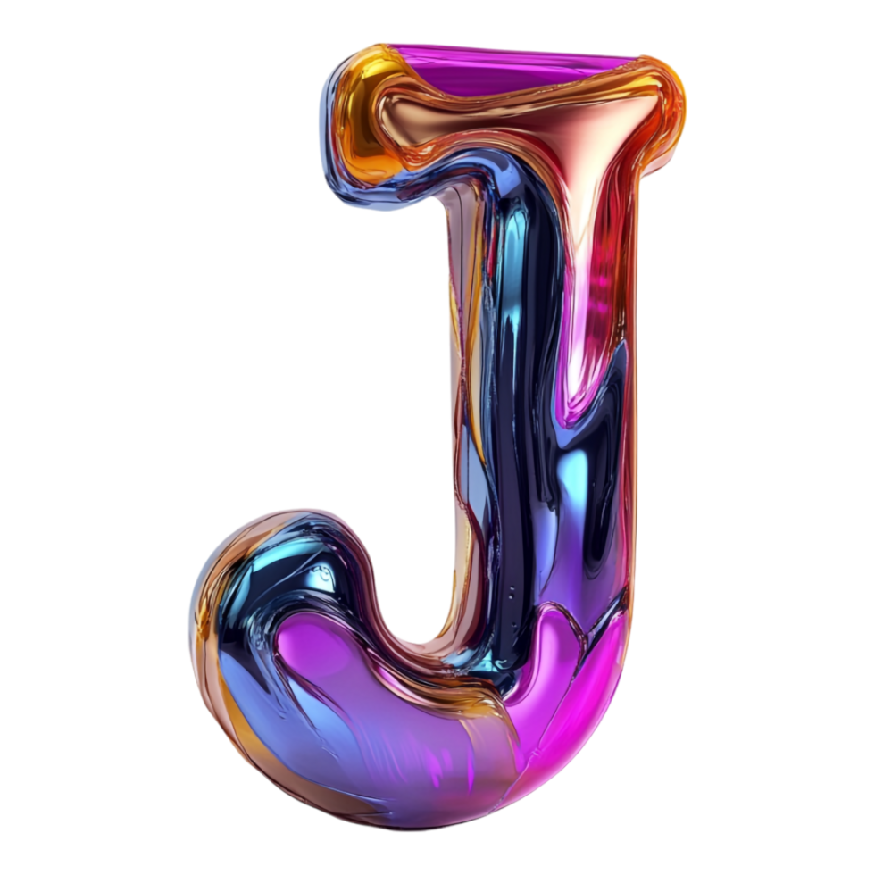 PNG Alphabet 'J' in Abstract Style Isolated Against a Transparent Background for Modern Design Projects, Creative Branding, or Unique Typography Applications