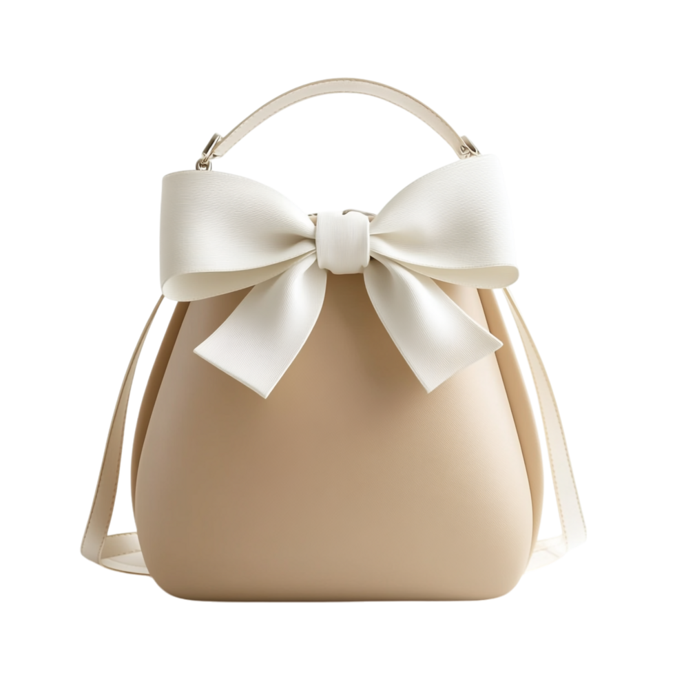 Girls Handbag with White Bow on transparent background png