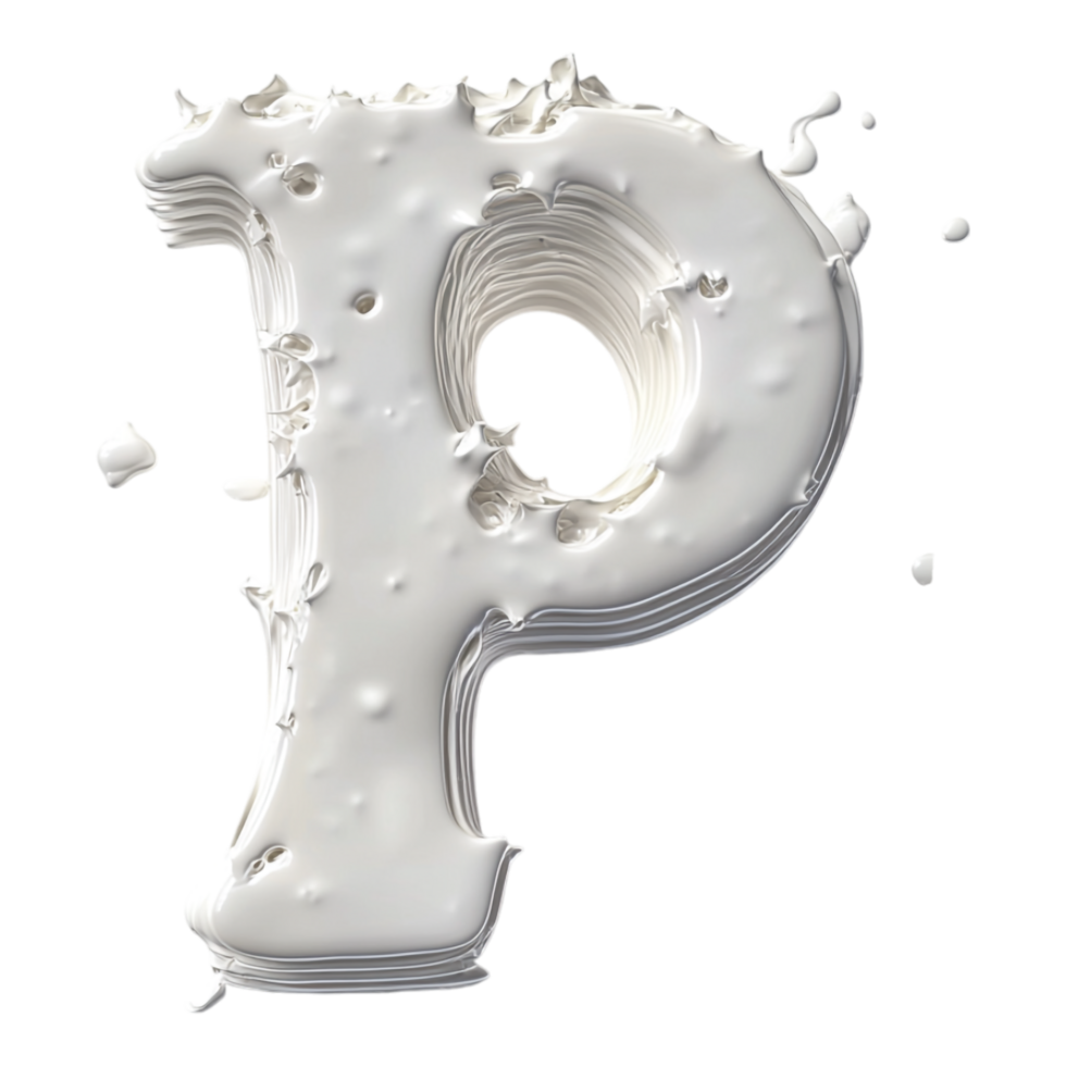 PNG Alphabet 'P' in Abstract Style Isolated Against a Transparent Background for MILKY, or Unique Typography Applications