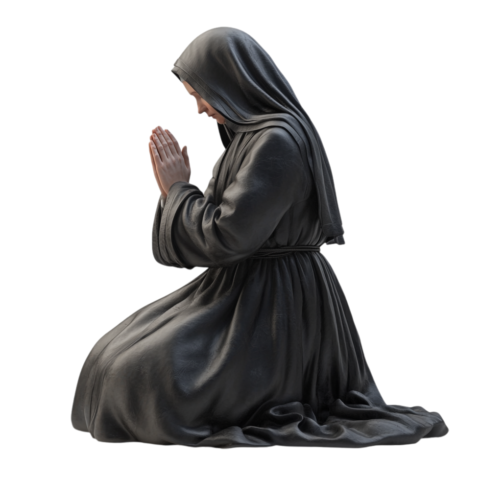 nun praying on a transparent background png
