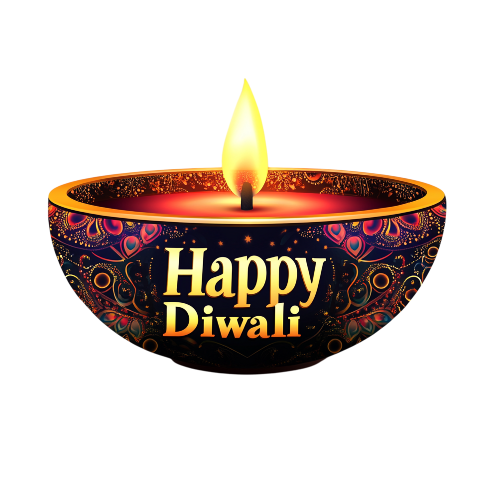 Happy Diwali text style in clean, simple vector design with black 3D rendering for festive greetings png