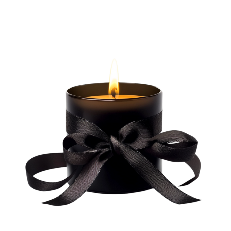 Candle with ribbons art isolated on transparent background png