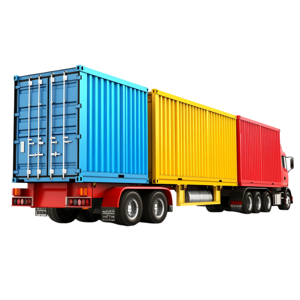 image of isolated semi trailer trucks with cargo containers png