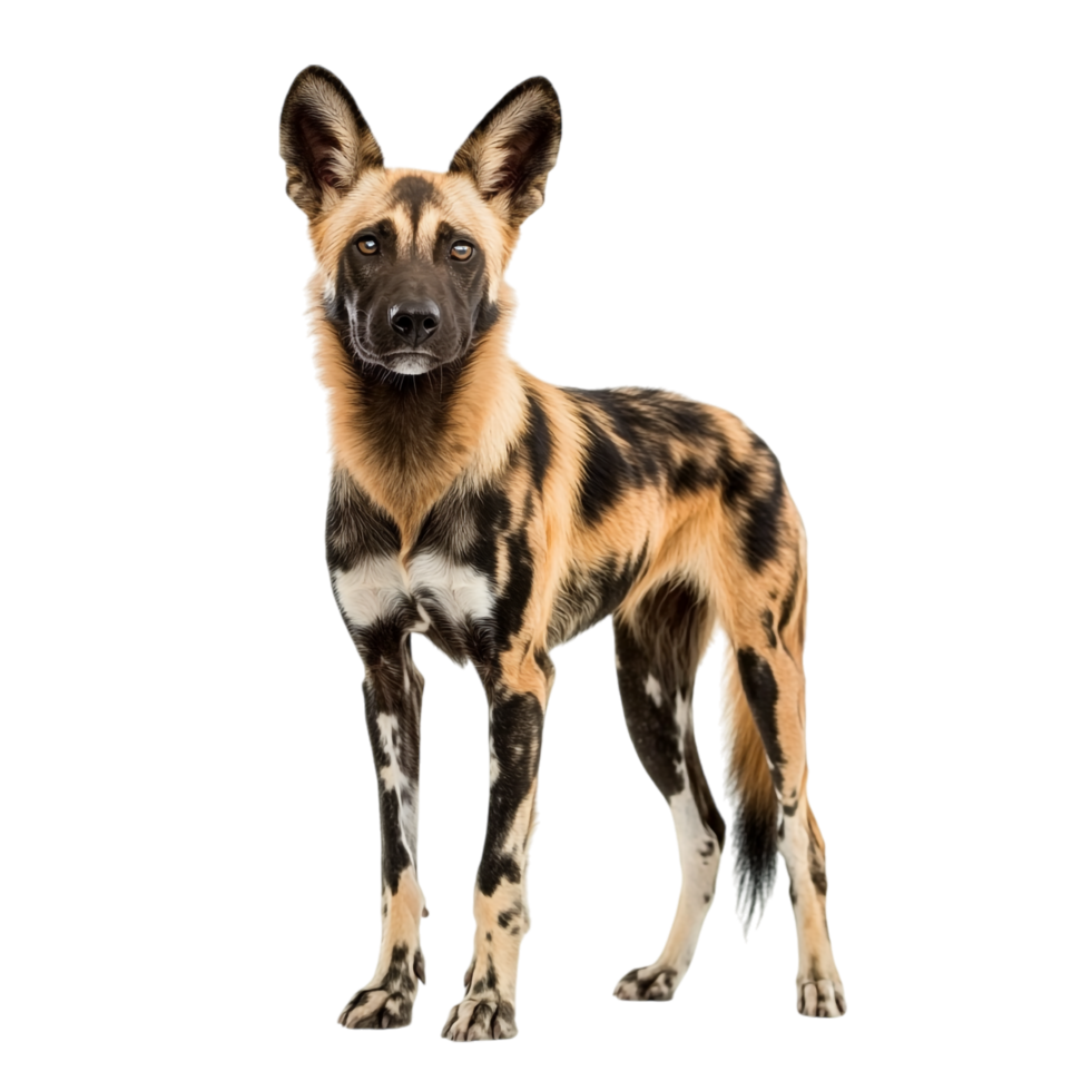 Dynamic African Wild Dog on transparent background png