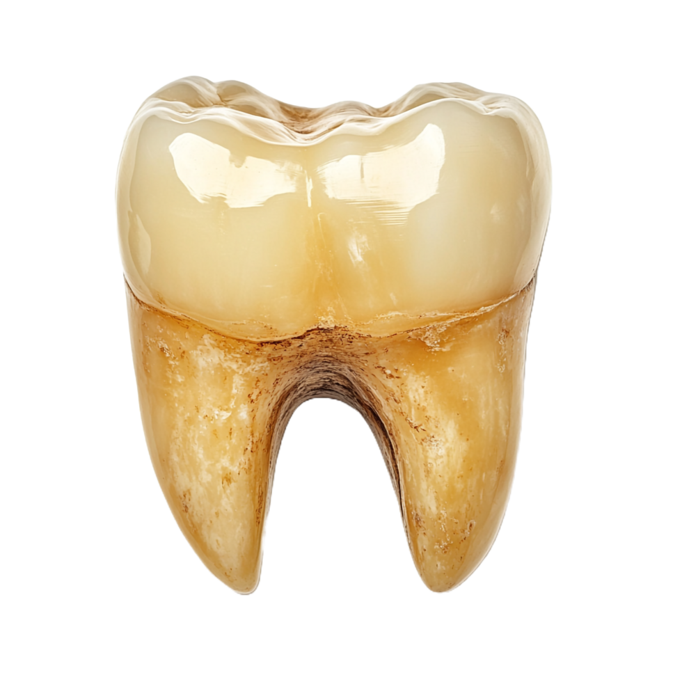 Yellowish tooth on a transparent background png