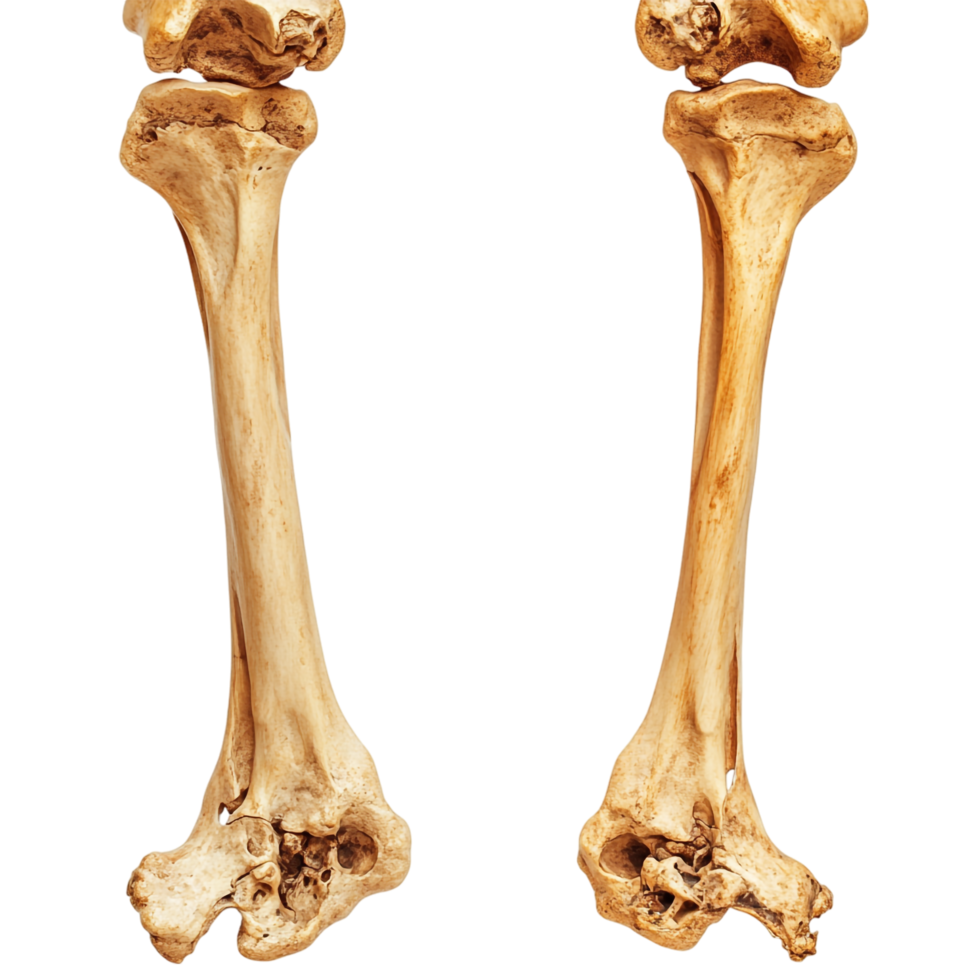 premium femur and lower leg bones in a closed display png