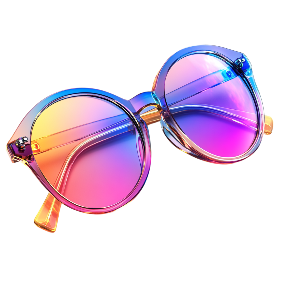 image of summer glasses with colorful translucent lenses on a transparent background png