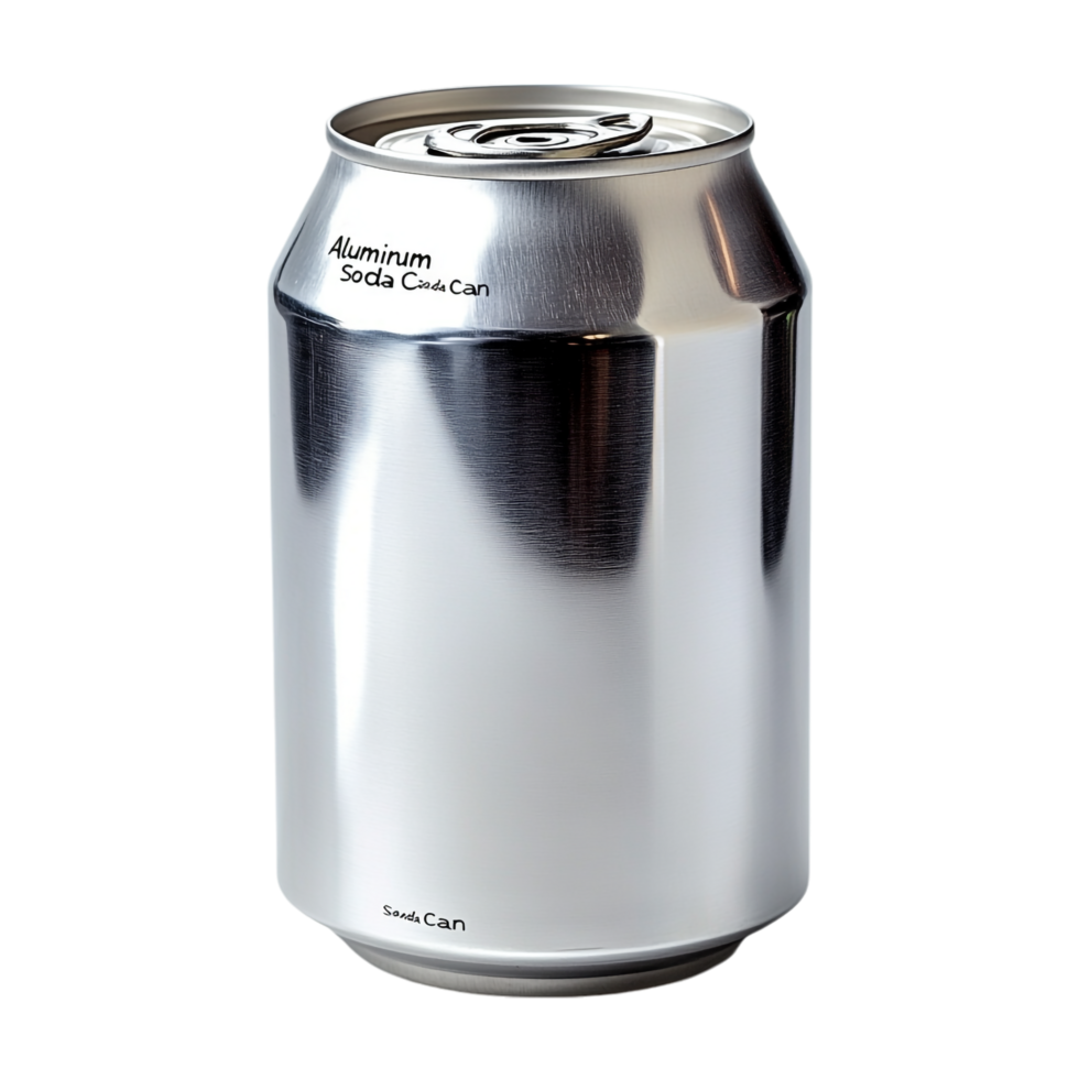 An aluminum soda can against a transparent background png