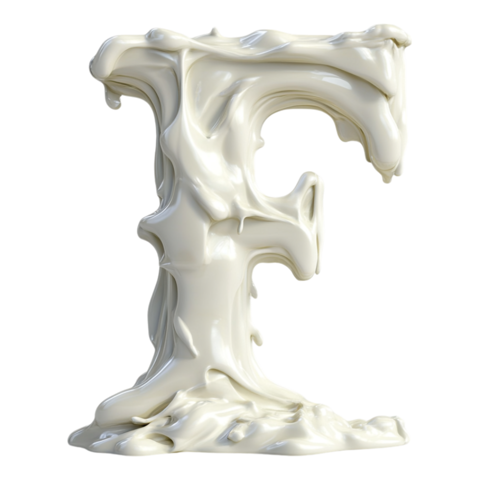 PNG Alphabet 'F' in Abstract Style Isolated Against a Transparent Background for MILKY, or Unique Typography Applications